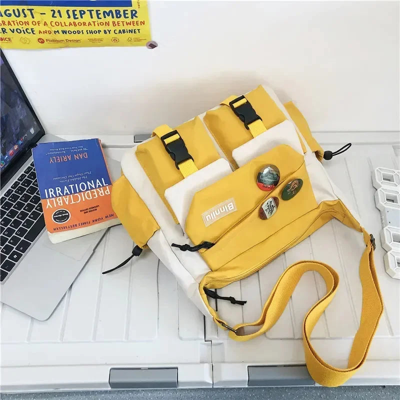 YIYUEQIANLI Harajuku Nylon Crossbody Bag For Men And Women - Durable Everyday Messenger Bag-YIYUEQIANLI Harajuku Nylon Crossbody Bag For Men And Women - Durable Everyday Messenger Bag