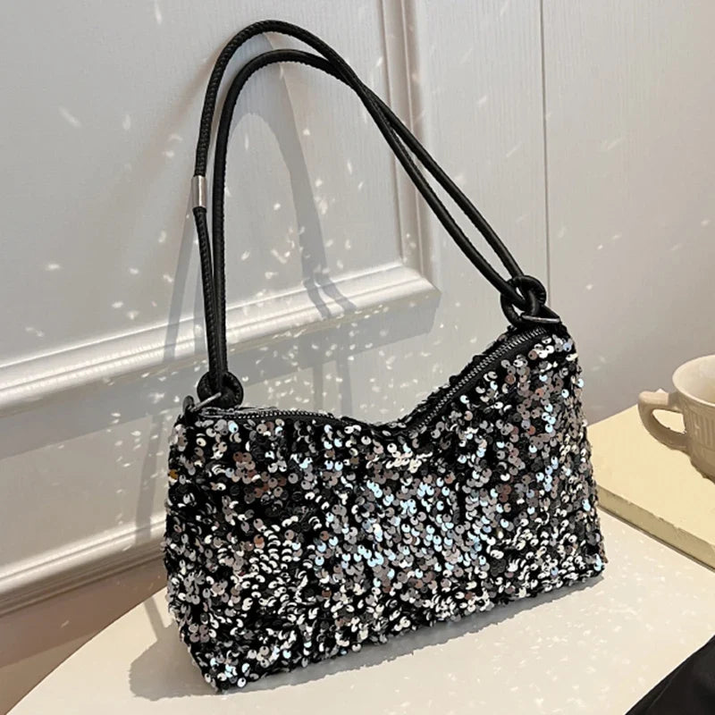 Brandless Korean Style Sequin Shoulder Bag For Women Single-Shoulder Versatile Small Bag - Compact Everyday Accessory-Brandless Korean Style Sequin Shoulder Bag For Women Single-Shoulder Versatile Small Bag - Compact Everyday Accessory