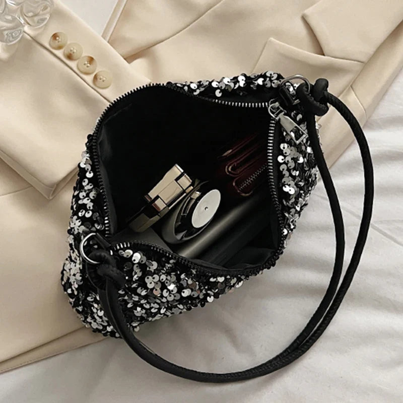 Brandless Korean Style Sequin Shoulder Bag For Women Single-Shoulder Versatile Small Bag - Compact Everyday Accessory-Brandless Korean Style Sequin Shoulder Bag For Women Single-Shoulder Versatile Small Bag - Compact Everyday Accessory
