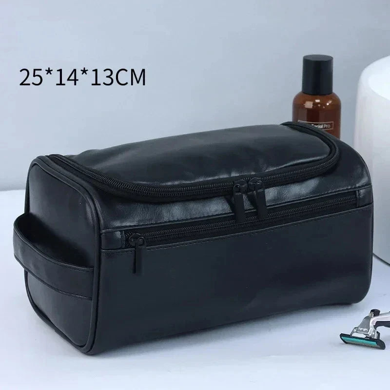 PU Leather Toiletry Bag For Men And Women Dopp Kit Hanging Travel Case Large Cosmetic Bag-PU Leather Toiletry Bag For Men And Women Dopp Kit Hanging Travel Case Large Cosmetic Bag