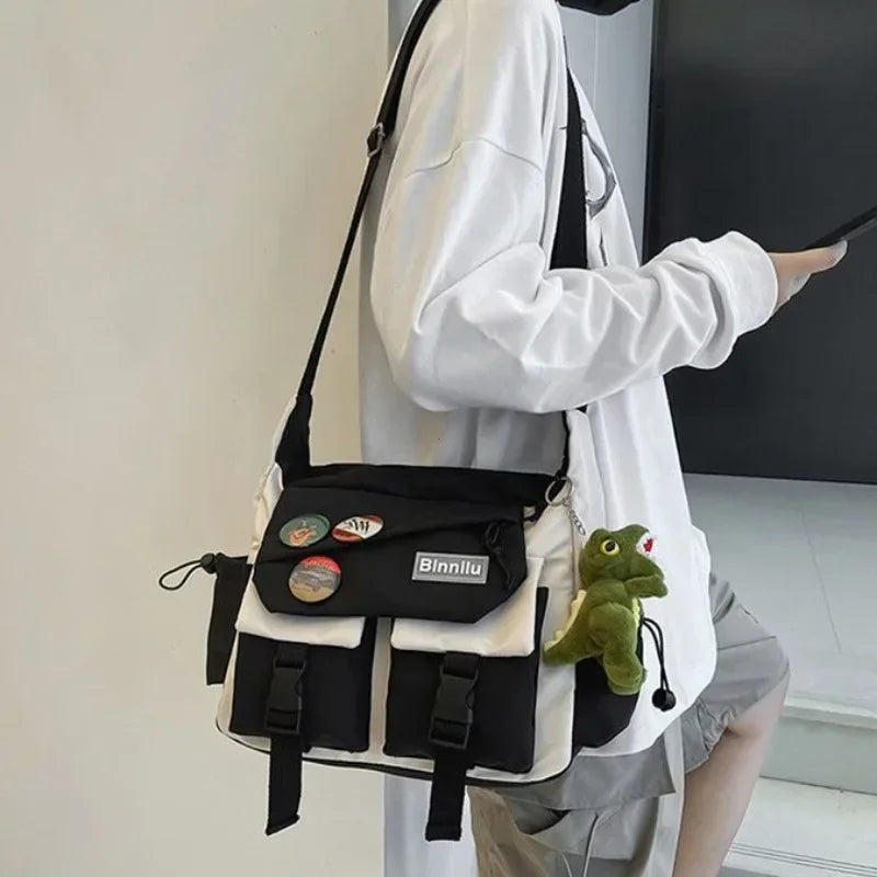 YIYUEQIANLI Harajuku Nylon Crossbody Bag For Men And Women - Durable Everyday Messenger Bag-YIYUEQIANLI Harajuku Nylon Crossbody Bag For Men And Women - Durable Everyday Messenger Bag