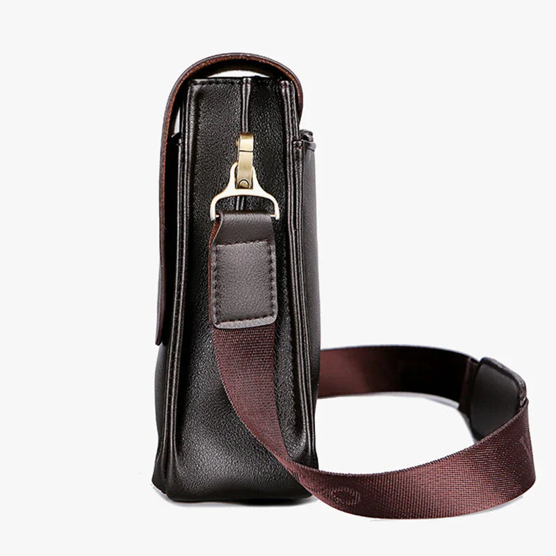 Leisure Business PU Leather Single Shoulder Bag For Men Polo Vertical Satchel - Five Pocket Layout-Leisure Business PU Leather Single Shoulder Bag For Men Polo Vertical Satchel - Five Pocket Layout