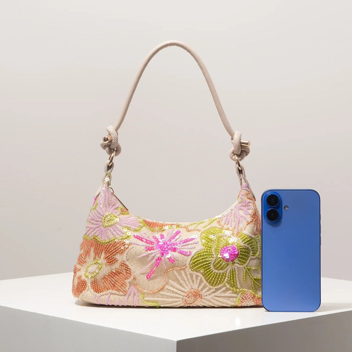 Women's Sequin Embroidered Shoulder Bag Floral Pattern For Evening Events And Weddings-Women's Sequin Embroidered Shoulder Bag Floral Pattern For Evening Events And Weddings