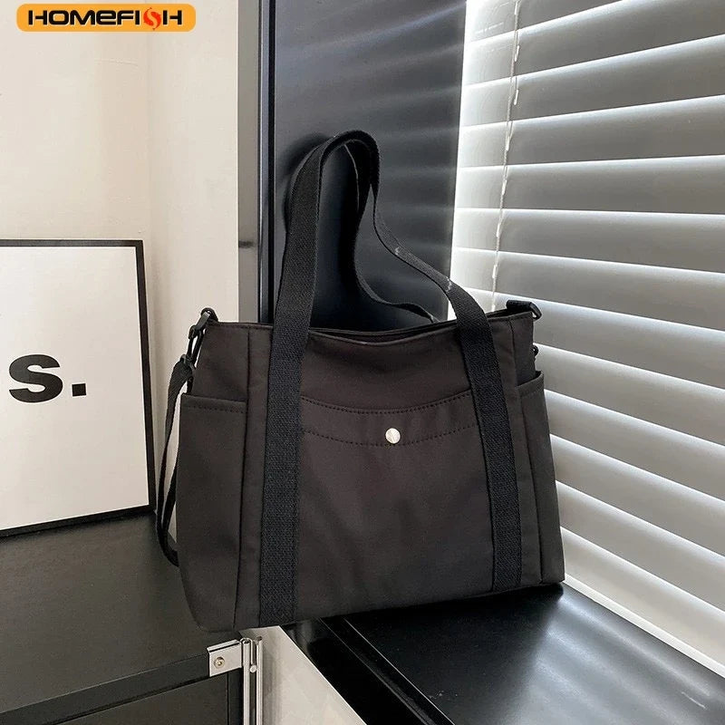 Homefish Large Capacity Nylon Crossbody Messenger Bag - Adjustable Removable Strap-Homefish Large Capacity Nylon Crossbody Messenger Bag - Adjustable Removable Strap