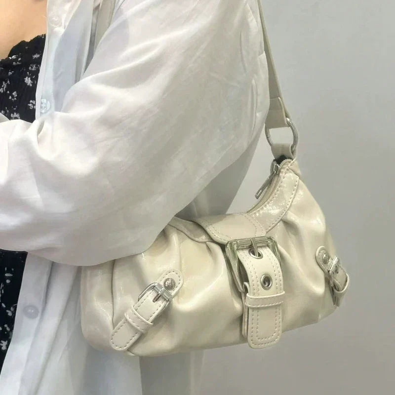 HEONYIRRY Maillard Style Retro Small Bag Spicy Girl Y2K Wasteland Vintage Leather Shoulder Armpit Bag - Zipper Closure-HEONYIRRY Maillard Style Retro Small Bag Spicy Girl Y2K Wasteland Vintage Leather Shoulder Armpit Bag - Zipper Closure