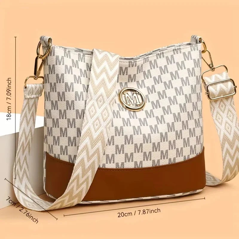 Women's Crossbody Bag With M Badge Multi Pocket Design Adjustable Shoulder Strap-Women's Crossbody Bag With M Badge Multi Pocket Design Adjustable Shoulder Strap