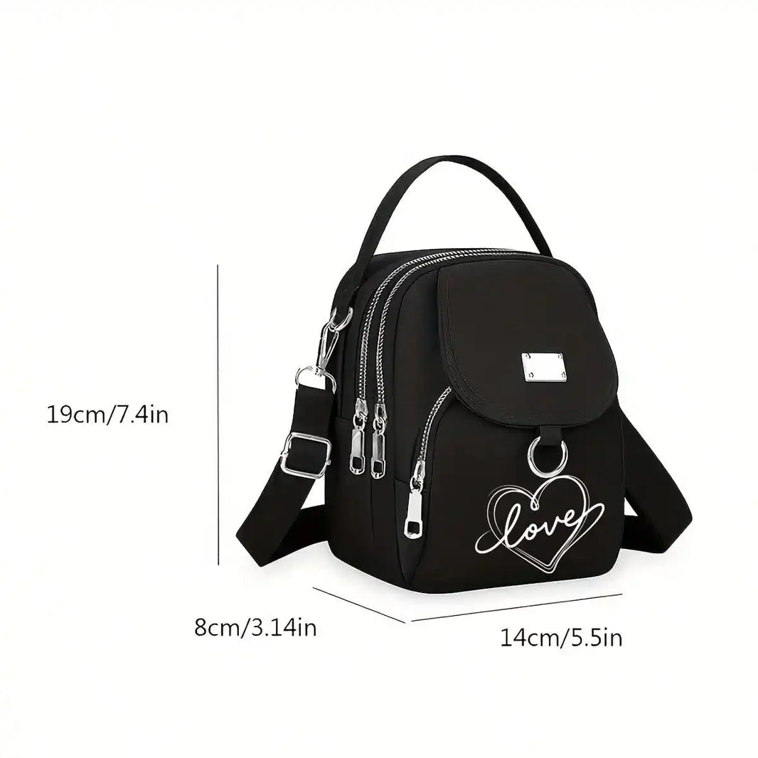 Heart Love Print Shoulder Bag - Compact Crossbody With Adjustable Strap And Ample Capacity-Heart Love Print Shoulder Bag - Compact Crossbody With Adjustable Strap And Ample Capacity
