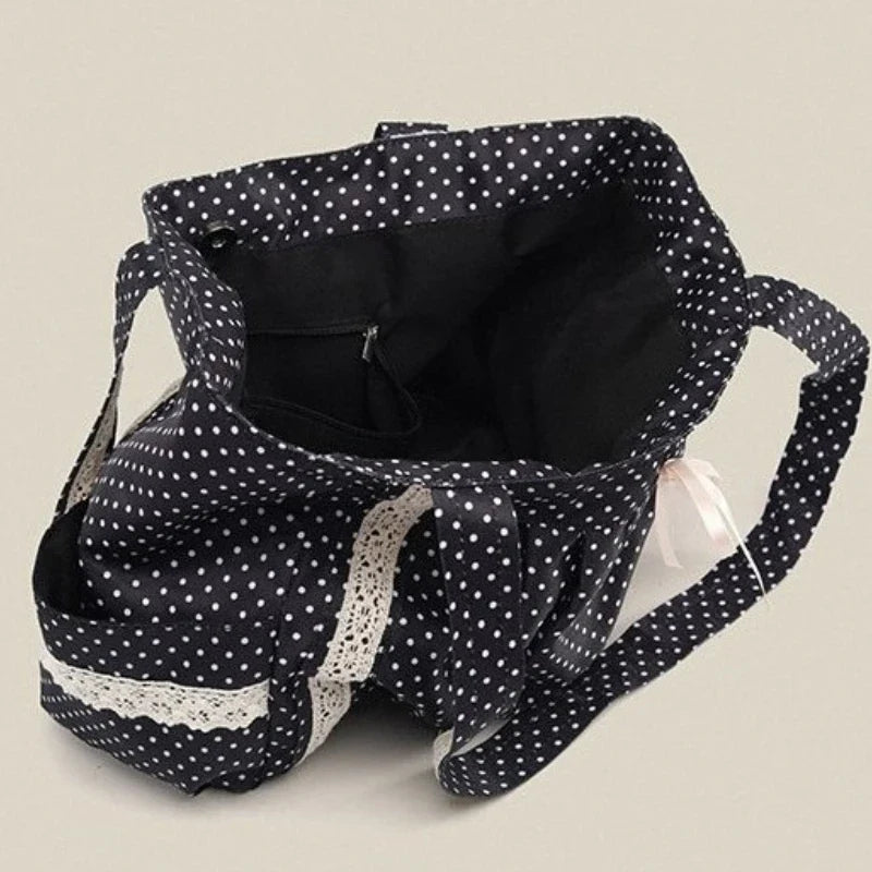 KoreaCraft Vintage Canvas Shoulder Bag With Lace - Large Capacity-KoreaCraft Vintage Canvas Shoulder Bag With Lace - Large Capacity