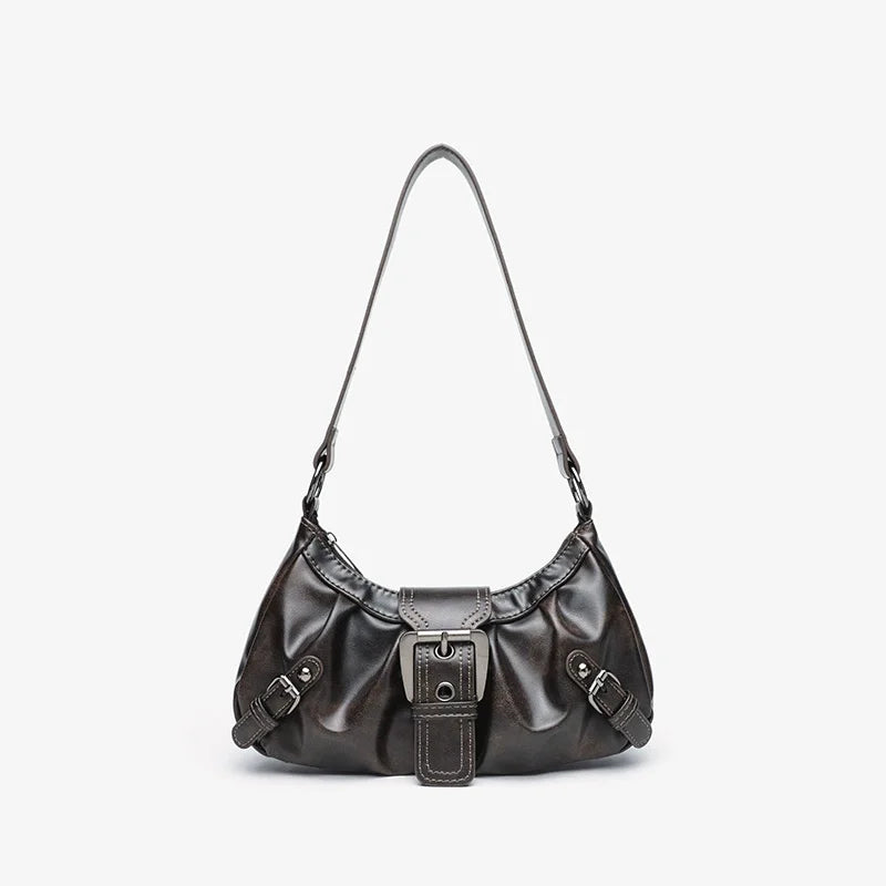 HEONYIRRY Maillard Style Retro Small Bag Spicy Girl Y2K Wasteland Vintage Leather Shoulder Armpit Bag - Zipper Closure-HEONYIRRY Maillard Style Retro Small Bag Spicy Girl Y2K Wasteland Vintage Leather Shoulder Armpit Bag - Zipper Closure