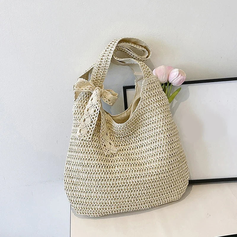 Yogodlns Rattan Women Shoulder Bag Woven Straw Tote - Large Capacity Beach Purse-Yogodlns Rattan Women Shoulder Bag Woven Straw Tote - Large Capacity Beach Purse