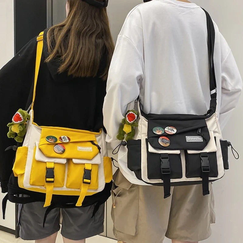 YIYUEQIANLI Harajuku Nylon Crossbody Bag For Men And Women - Durable Everyday Messenger Bag-YIYUEQIANLI Harajuku Nylon Crossbody Bag For Men And Women - Durable Everyday Messenger Bag