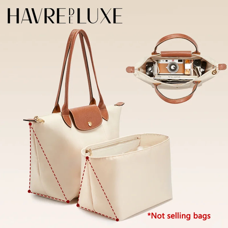 Havredeluxe Bag Organizer Insert For Longchamp Nylon Bag - Lightweight Durable Interior Storage-Havredeluxe Bag Organizer Insert For Longchamp Nylon Bag - Lightweight Durable Interior Storage