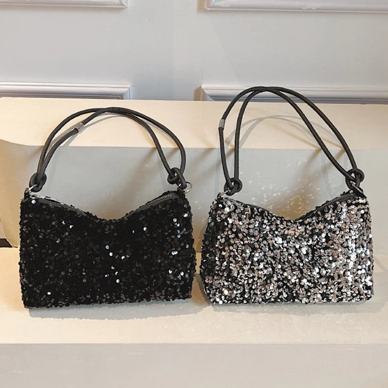 Brandless Korean Style Sequin Shoulder Bag For Women Single-Shoulder Versatile Small Bag - Compact Everyday Accessory-Brandless Korean Style Sequin Shoulder Bag For Women Single-Shoulder Versatile Small Bag - Compact Everyday Accessory