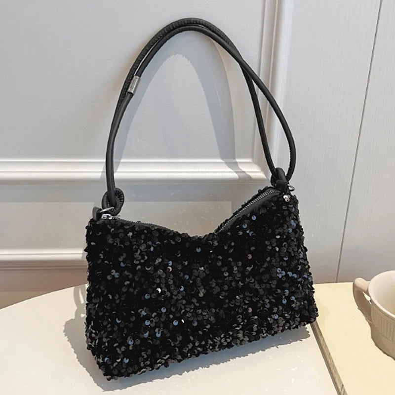 Brandless Korean Style Sequin Shoulder Bag For Women Single-Shoulder Versatile Small Bag - Compact Everyday Accessory-Brandless Korean Style Sequin Shoulder Bag For Women Single-Shoulder Versatile Small Bag - Compact Everyday Accessory