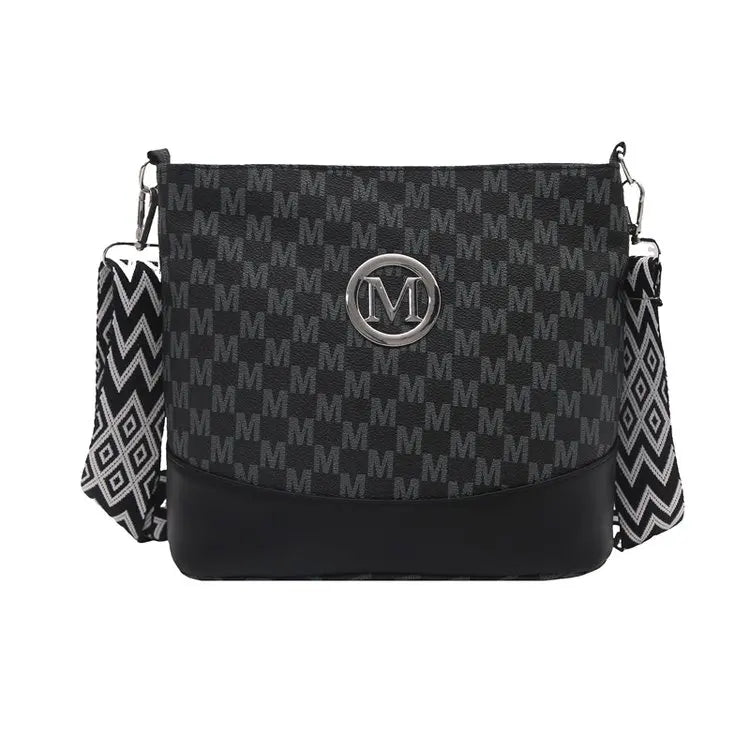 Women's Crossbody Bag With M Badge Multi Pocket Design Adjustable Shoulder Strap-Women's Crossbody Bag With M Badge Multi Pocket Design Adjustable Shoulder Strap