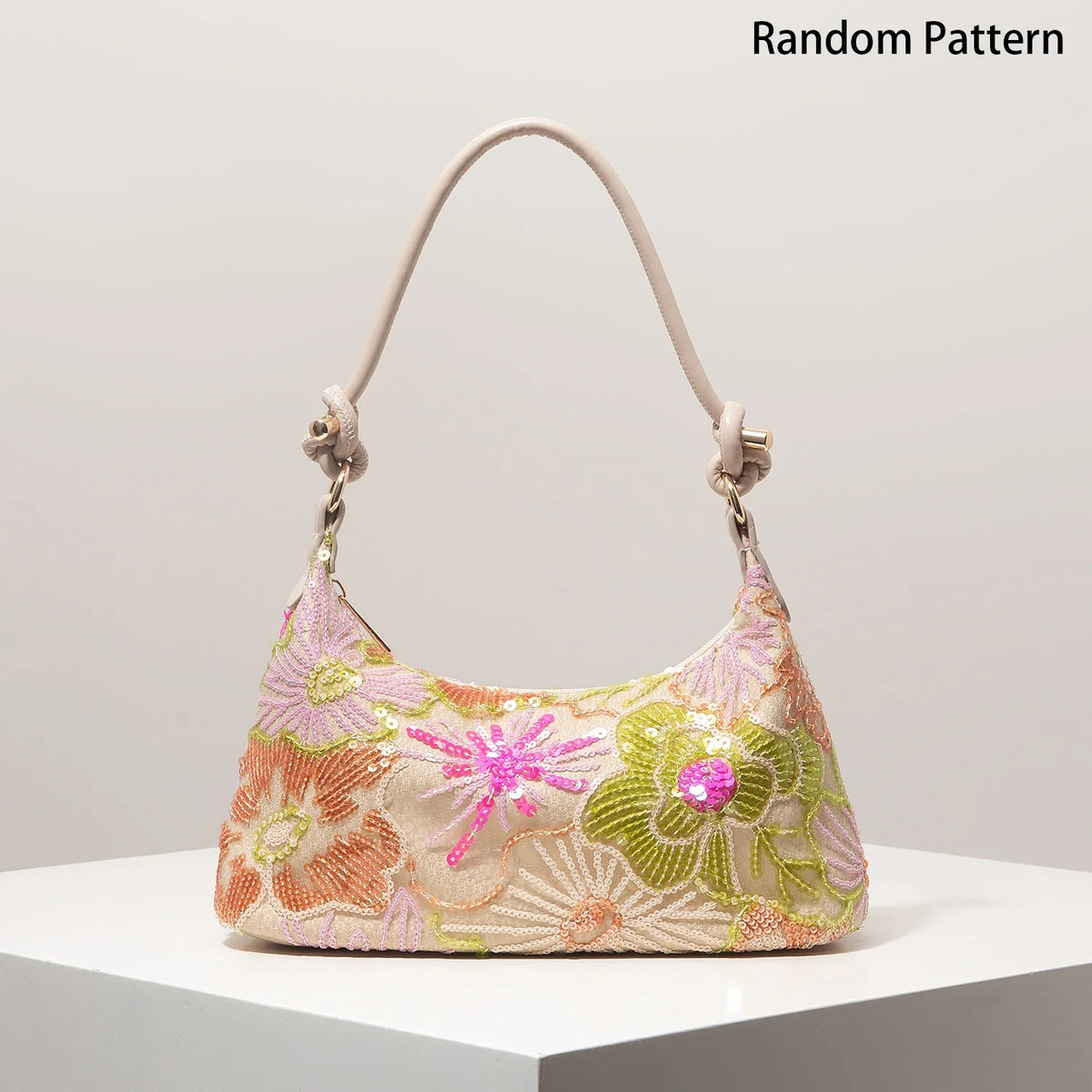 Women's Sequin Embroidered Shoulder Bag Floral Pattern For Evening Events And Weddings-Women's Sequin Embroidered Shoulder Bag Floral Pattern For Evening Events And Weddings