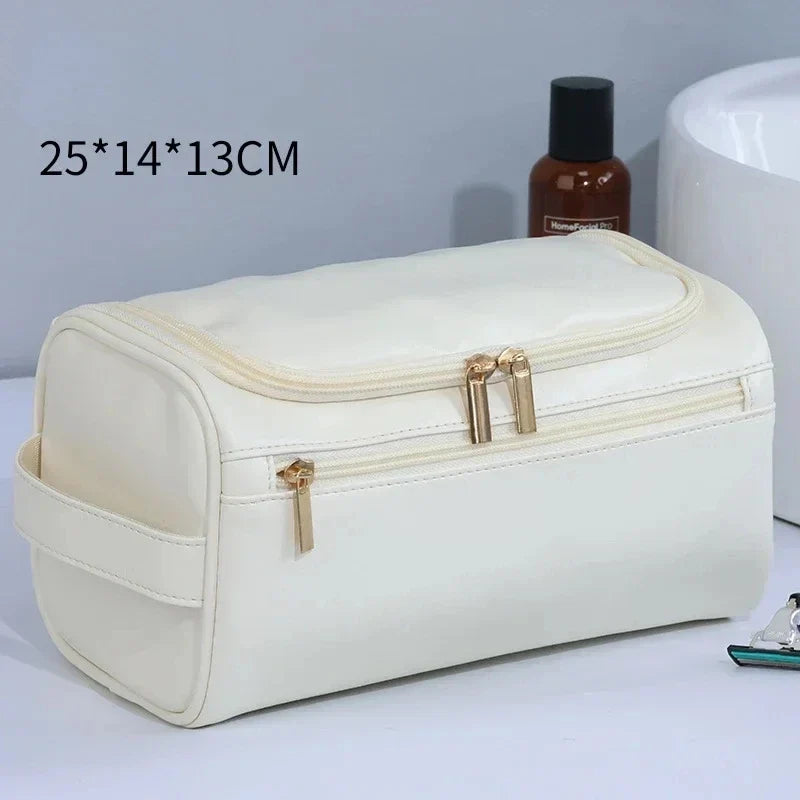 PU Leather Toiletry Bag For Men And Women Dopp Kit Hanging Travel Case Large Cosmetic Bag-PU Leather Toiletry Bag For Men And Women Dopp Kit Hanging Travel Case Large Cosmetic Bag