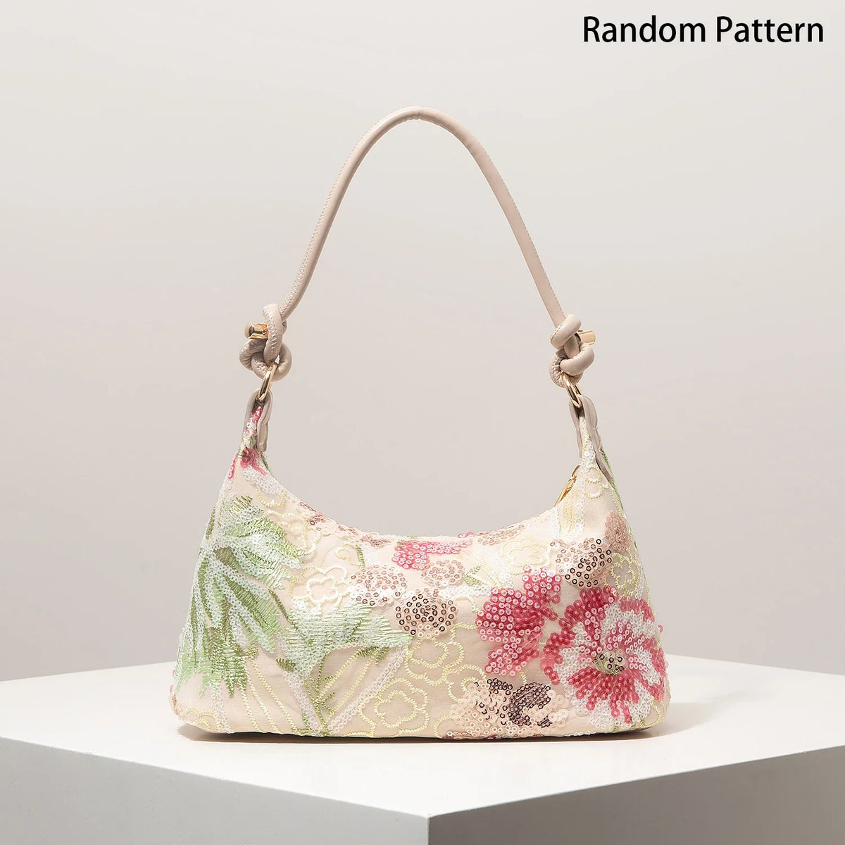 Women's Sequin Embroidered Shoulder Bag Floral Pattern For Evening Events And Weddings-Women's Sequin Embroidered Shoulder Bag Floral Pattern For Evening Events And Weddings