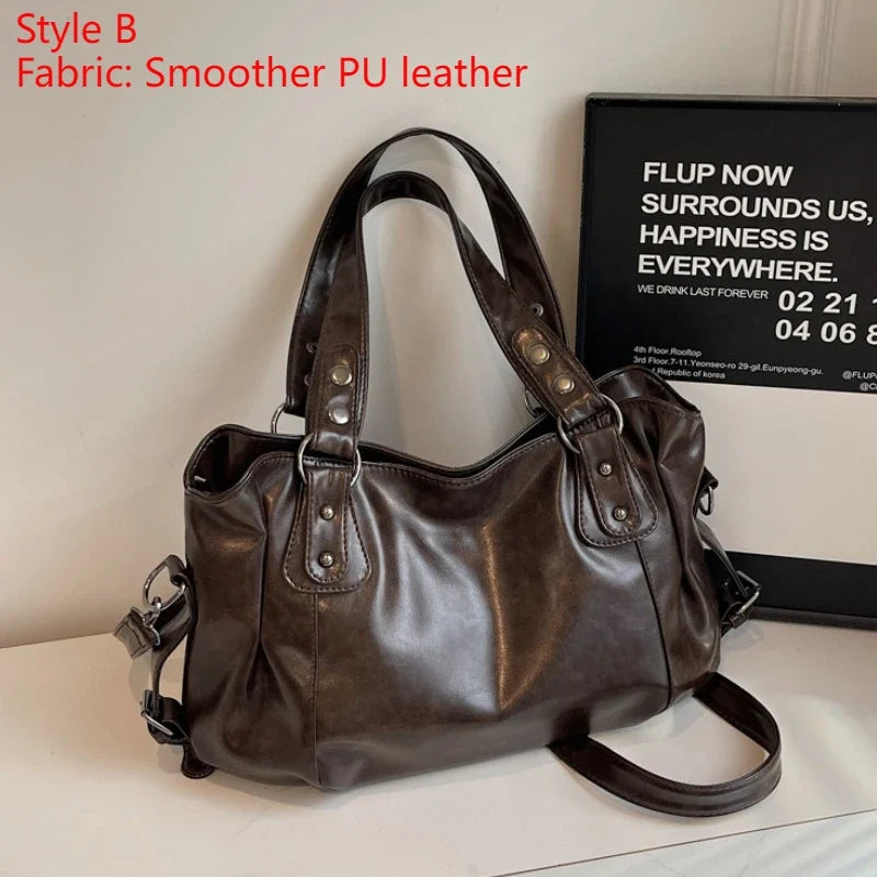Macroupta Women's Shoulder Bag - Soft Interior, PU Leather, Zipper Closure, Contrasting Colors.-Macroupta Women's Shoulder Bag - Soft Interior, PU Leather, Zipper Closure, Contrasting Colors.