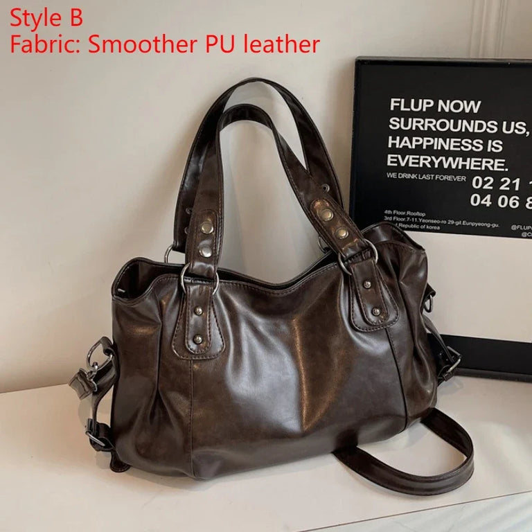 Macroupta Women's Shoulder Bag - Soft Interior, PU Leather, Zipper Closure, Contrasting Colors.