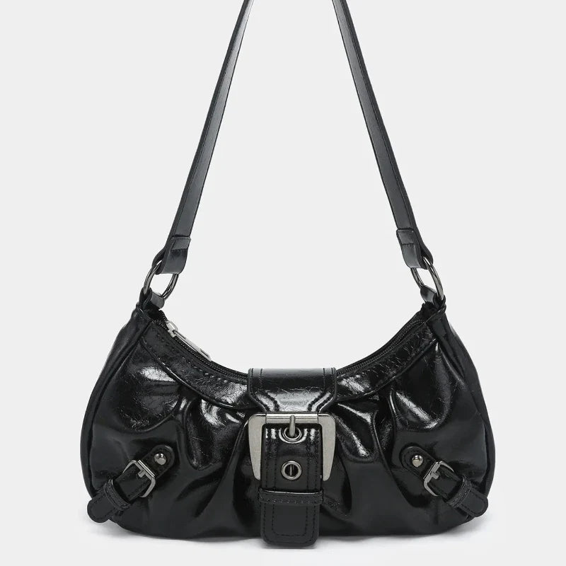 HEONYIRRY Maillard Style Retro Small Bag Spicy Girl Y2K Wasteland Vintage Leather Shoulder Armpit Bag - Zipper Closure-HEONYIRRY Maillard Style Retro Small Bag Spicy Girl Y2K Wasteland Vintage Leather Shoulder Armpit Bag - Zipper Closure