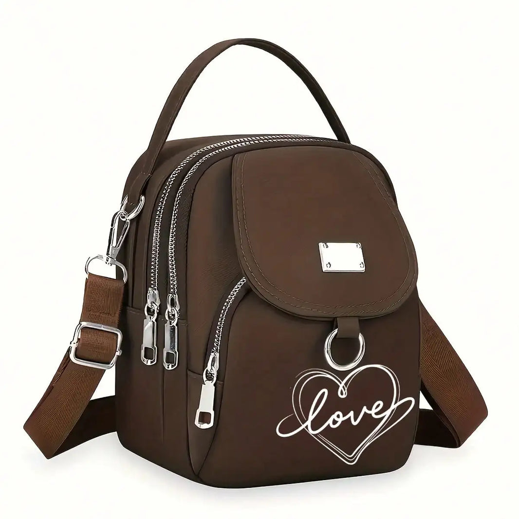 Heart Love Print Shoulder Bag - Compact Crossbody With Adjustable Strap And Ample Capacity-Heart Love Print Shoulder Bag - Compact Crossbody With Adjustable Strap And Ample Capacity