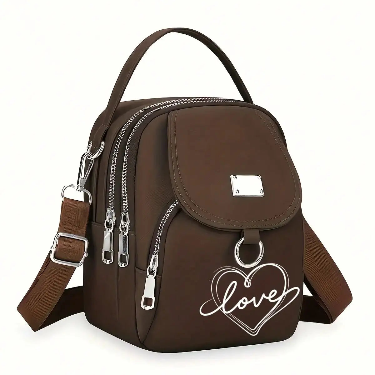 Heart Love Print Shoulder Bag - Compact Crossbody With Adjustable Strap And Ample Capacity-Heart Love Print Shoulder Bag - Compact Crossbody With Adjustable Strap And Ample Capacity