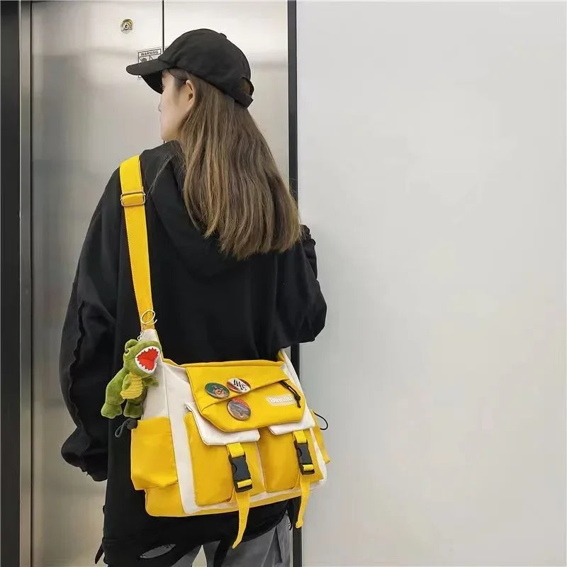 YIYUEQIANLI Harajuku Nylon Crossbody Bag For Men And Women - Durable Everyday Messenger Bag-YIYUEQIANLI Harajuku Nylon Crossbody Bag For Men And Women - Durable Everyday Messenger Bag
