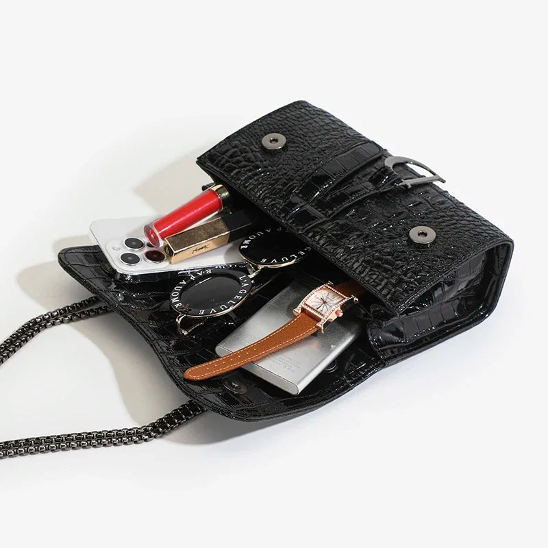 Women Sequined Chain Crossbody Bag With PU Leather - Chain Strap-Women Sequined Chain Crossbody Bag With PU Leather - Chain Strap