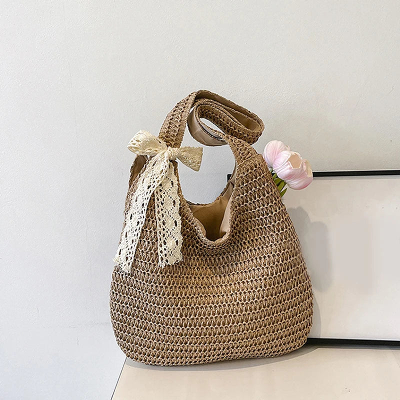 Yogodlns Rattan Women Shoulder Bag Woven Straw Tote - Large Capacity Beach Purse-Yogodlns Rattan Women Shoulder Bag Woven Straw Tote - Large Capacity Beach Purse