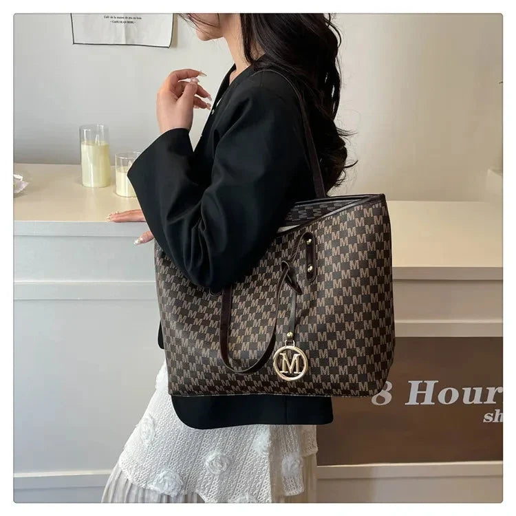 Andralyn Versatile Large Capacity Shoulder Bag With Letter Print - Faux Leather For Commuters Everyday Use-Andralyn Versatile Large Capacity Shoulder Bag With Letter Print - Faux Leather For Commuters Everyday Use