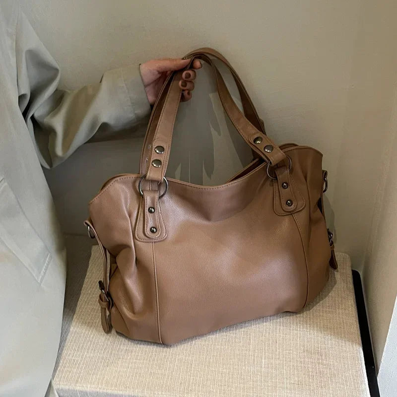 Macroupta Women's Shoulder Bag - Soft Interior, PU Leather, Zipper Closure, Contrasting Colors.-Macroupta Women's Shoulder Bag - Soft Interior, PU Leather, Zipper Closure, Contrasting Colors.