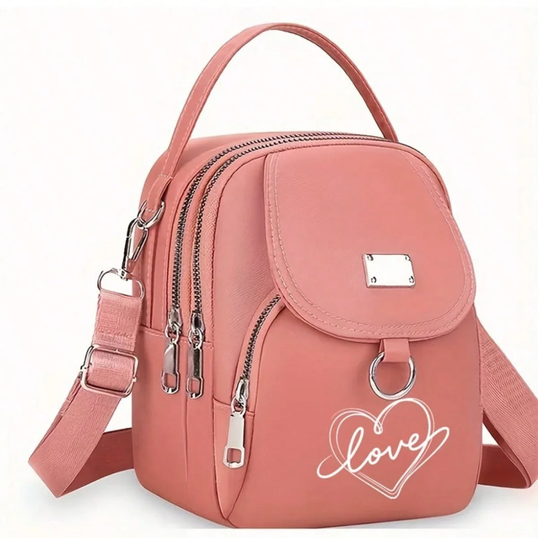 Heart Love Print Shoulder Bag - Compact Crossbody With Adjustable Strap And Ample Capacity-Heart Love Print Shoulder Bag - Compact Crossbody With Adjustable Strap And Ample Capacity