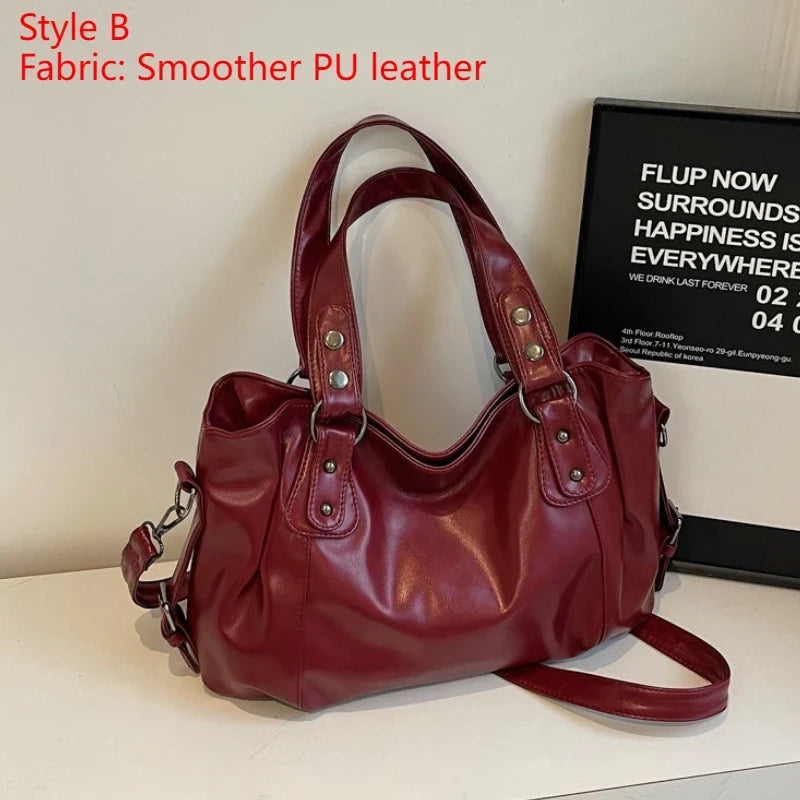 Macroupta Women's Shoulder Bag - Soft Interior, PU Leather, Zipper Closure, Contrasting Colors.-Macroupta Women's Shoulder Bag - Soft Interior, PU Leather, Zipper Closure, Contrasting Colors.