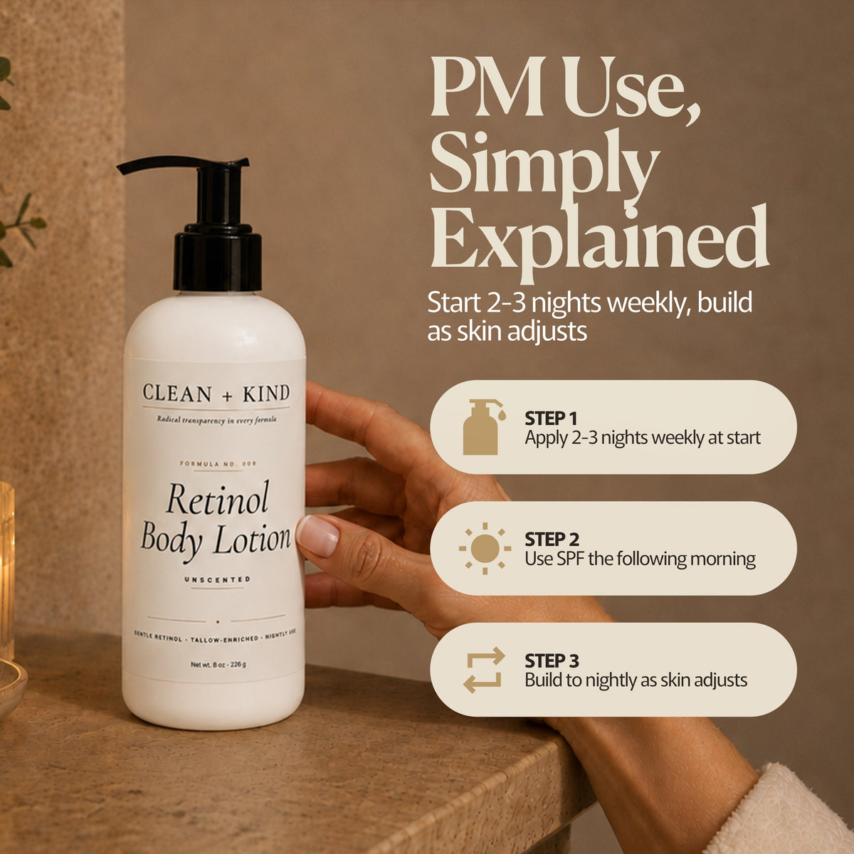 Retinol Body Lotion, 8 oz — Grass-Fed Tallow, Niacinamide, Shea, Jojoba, & Hyaluronic Acid-Retinol Body Lotion, 8 oz — Grass-Fed Tallow, Niacinamide, Shea, Jojoba, & Hyaluronic Acid