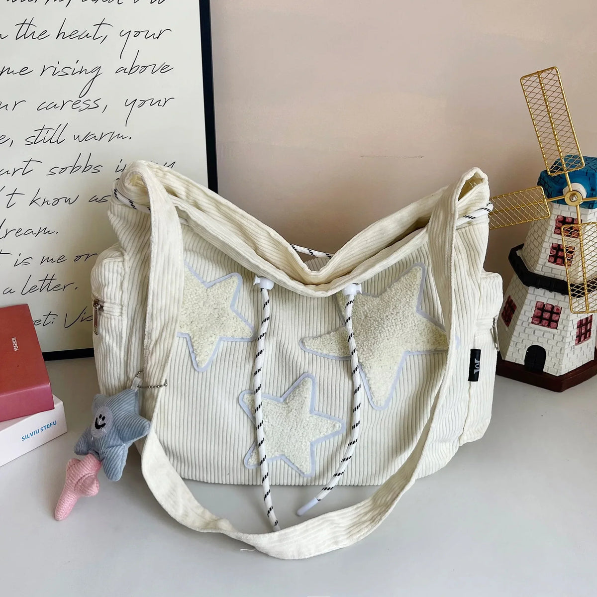 Niche Design Corduroy Satchel Bag for Women - Large Capacity Crossbody Tote for Daily Commutes-Niche Design Corduroy Satchel Bag for Women - Large Capacity Crossbody Tote for Daily Commutes