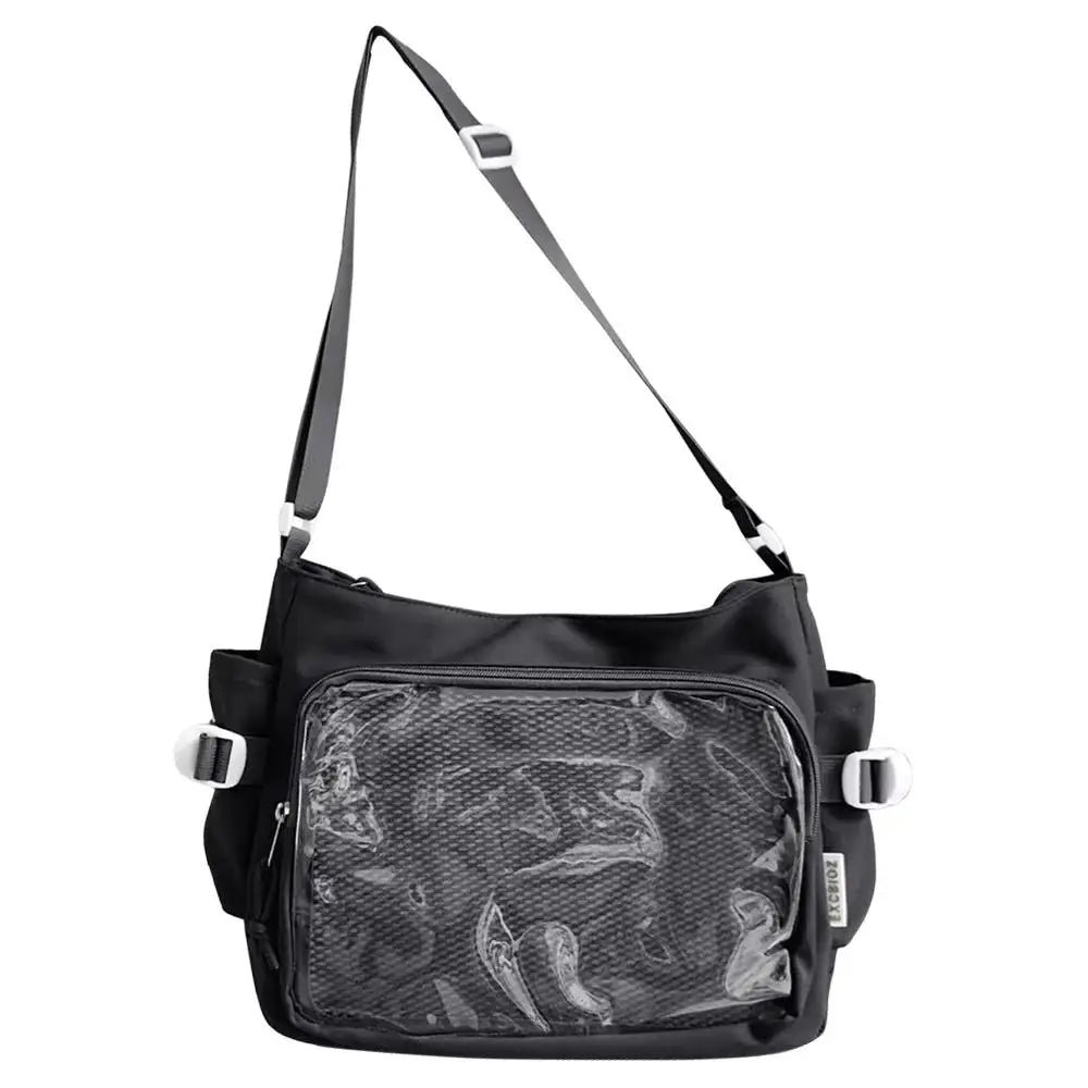 Harajuku Canvas Shoulder Bag - Vintage Y2K Style With Spacious Interior And Lightweight-Harajuku Canvas Shoulder Bag - Vintage Y2K Style With Spacious Interior And Lightweight