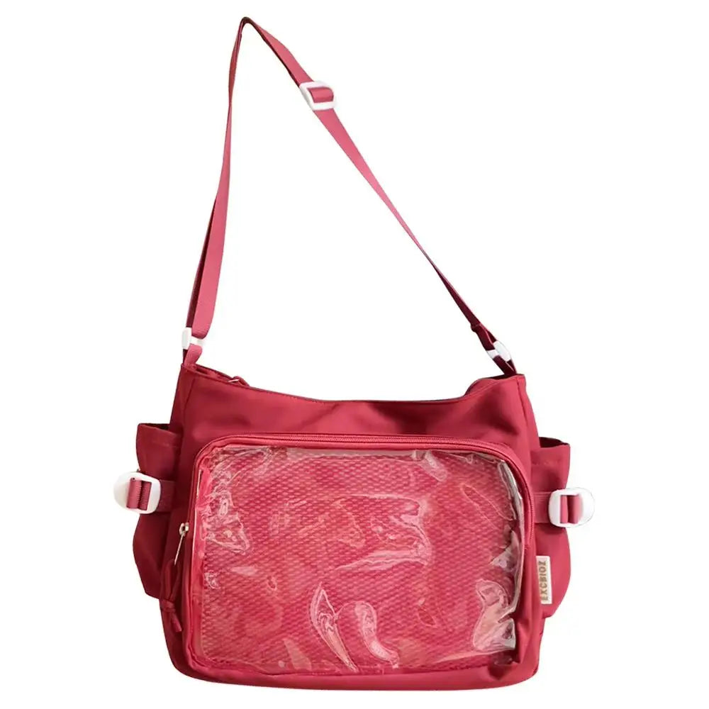 Harajuku Canvas Shoulder Bag - Vintage Y2K Style With Spacious Interior And Lightweight-Harajuku Canvas Shoulder Bag - Vintage Y2K Style With Spacious Interior And Lightweight