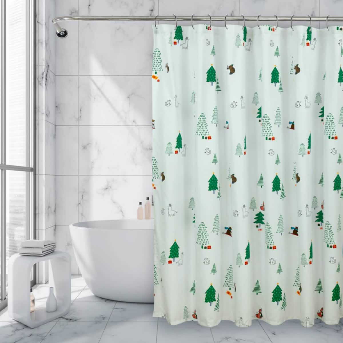 Royale Linens Double Brushed Microfber 1800 Thread Printed Shower Curtain-Royale Linens Double Brushed Microfber 1800 Thread Printed Shower Curtain