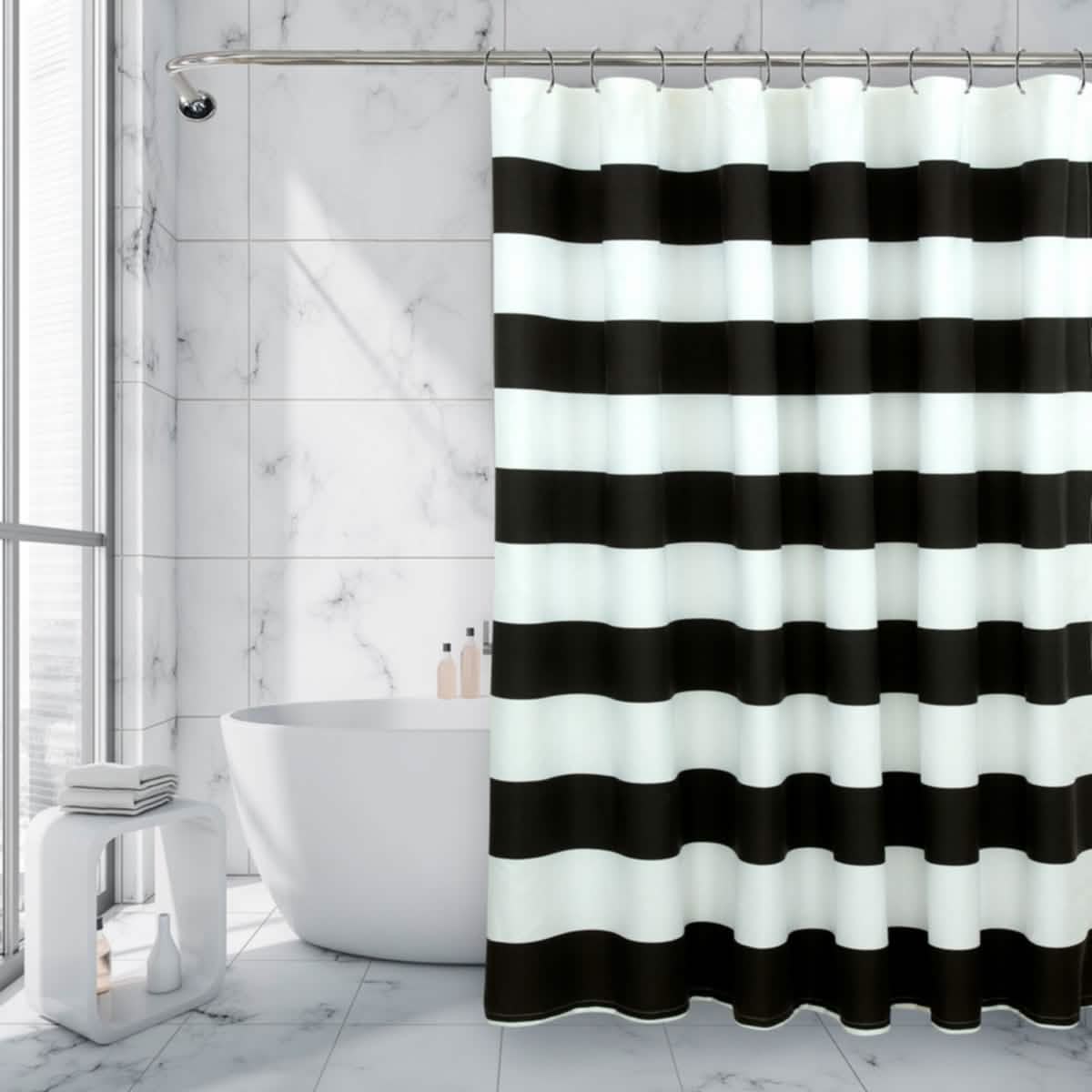 Royale Linens Double Brushed Microfber 1800 Thread Printed Shower Curtain-Royale Linens Double Brushed Microfber 1800 Thread Printed Shower Curtain