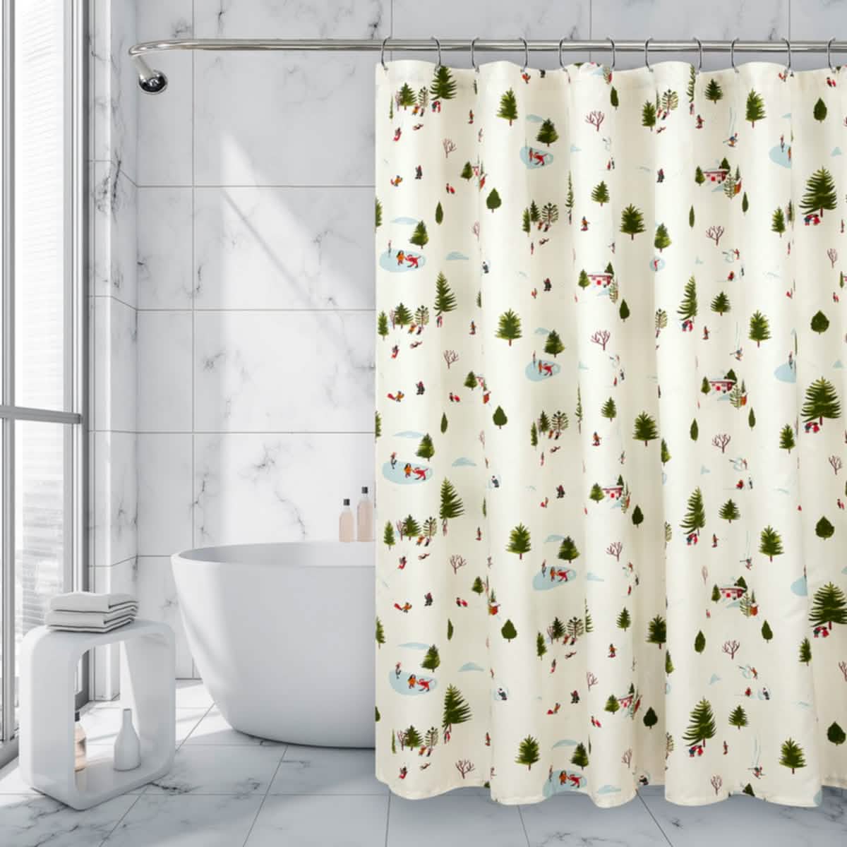 Royale Linens Double Brushed Microfber 1800 Thread Printed Shower Curtain-Royale Linens Double Brushed Microfber 1800 Thread Printed Shower Curtain