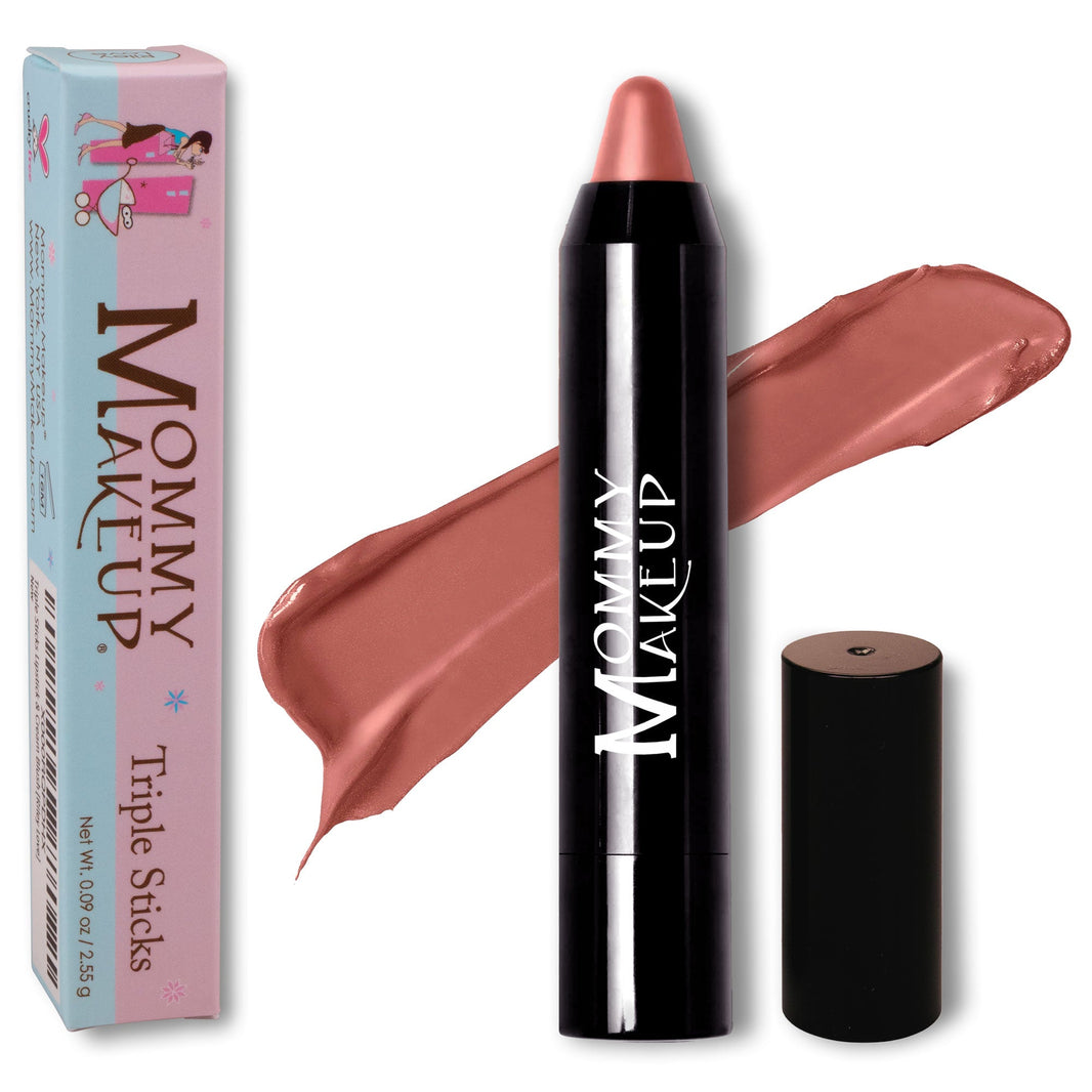 Triple Sticks Lipstick, Cream Blush, and Treatment in Bare Babe-Triple Sticks Lipstick, Cream Blush, and Treatment in Bare Babe