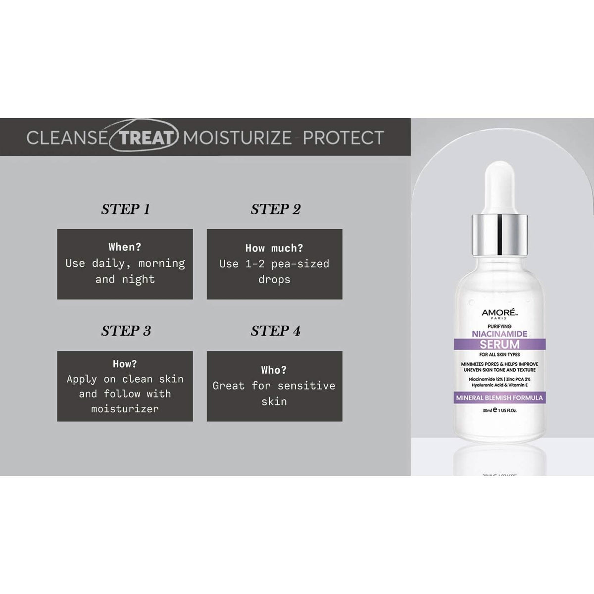 Amore Paris Niacinamide Face Serum 12% Plus Zinc 2%, Hyaluronic Acid & Vitamin E, Dark Spot Remover, Pore Minimizer & Aging Skin Treatment-Amore Paris Niacinamide Face Serum 12% Plus Zinc 2%, Hyaluronic Acid & Vitamin E, Dark Spot Remover, Pore Minimizer & Aging Skin Treatment