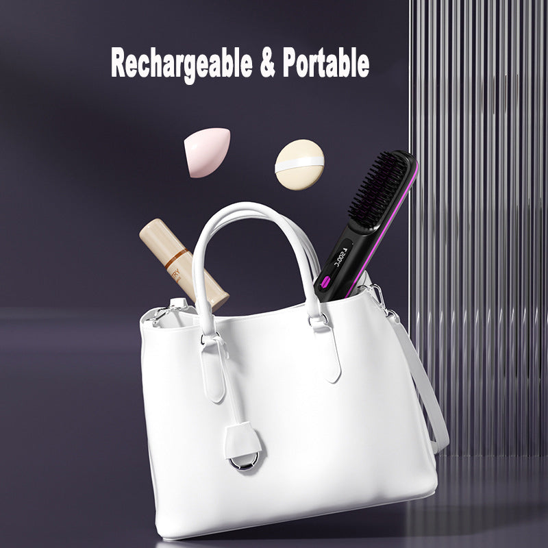 2 In 1 Straight Hair Comb Wireless Hair Straightener Brush Hair Fast Heating Portable Hot Curler USB Charging-a57f61b4bda466a4099b725f2431c25d