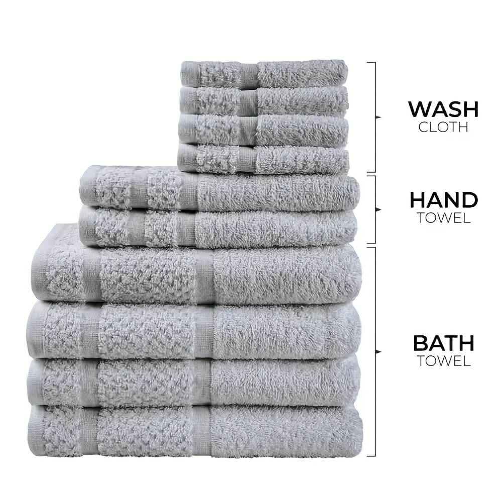 Gray Cotton Bath Towel Set (10–32 pcs)-Gray Cotton Bath Towel Set (10–32 pcs)