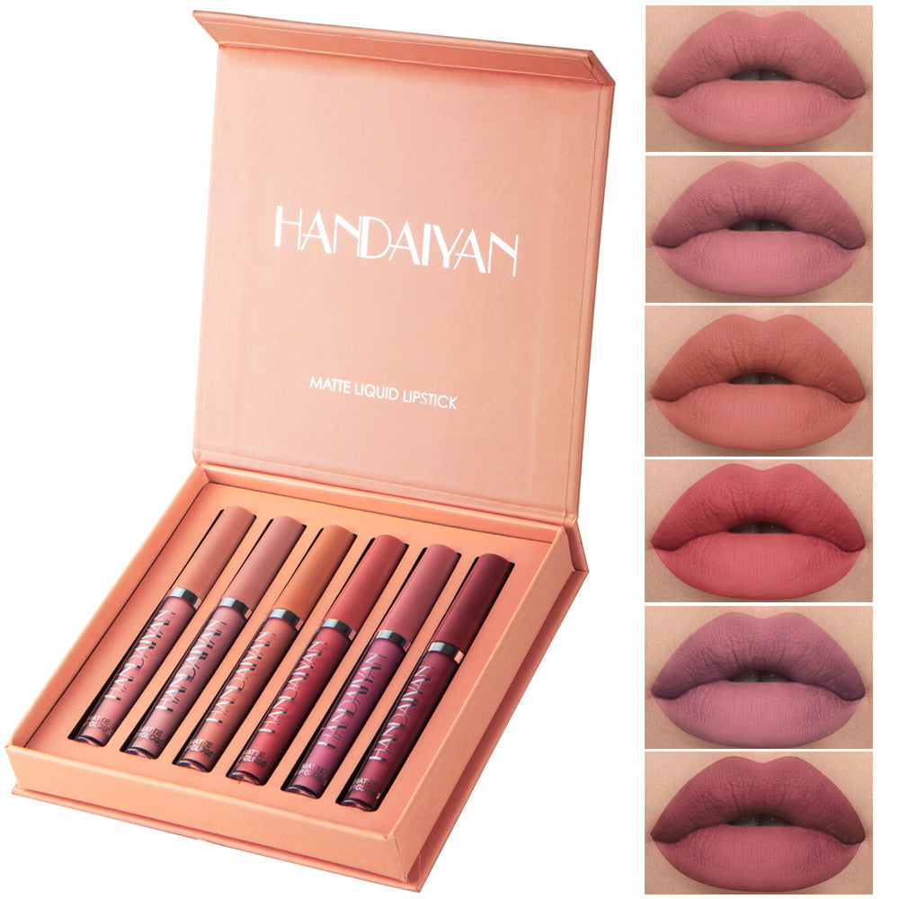 Handaiyan Matte Lip Glaze Liquid Lipstick Mini Tube Lip Gloss Waterproof Non Stick Cup Lip Gloss Genuine-f8b4f1d9d4641ef054a93f0a31fbd2a2
