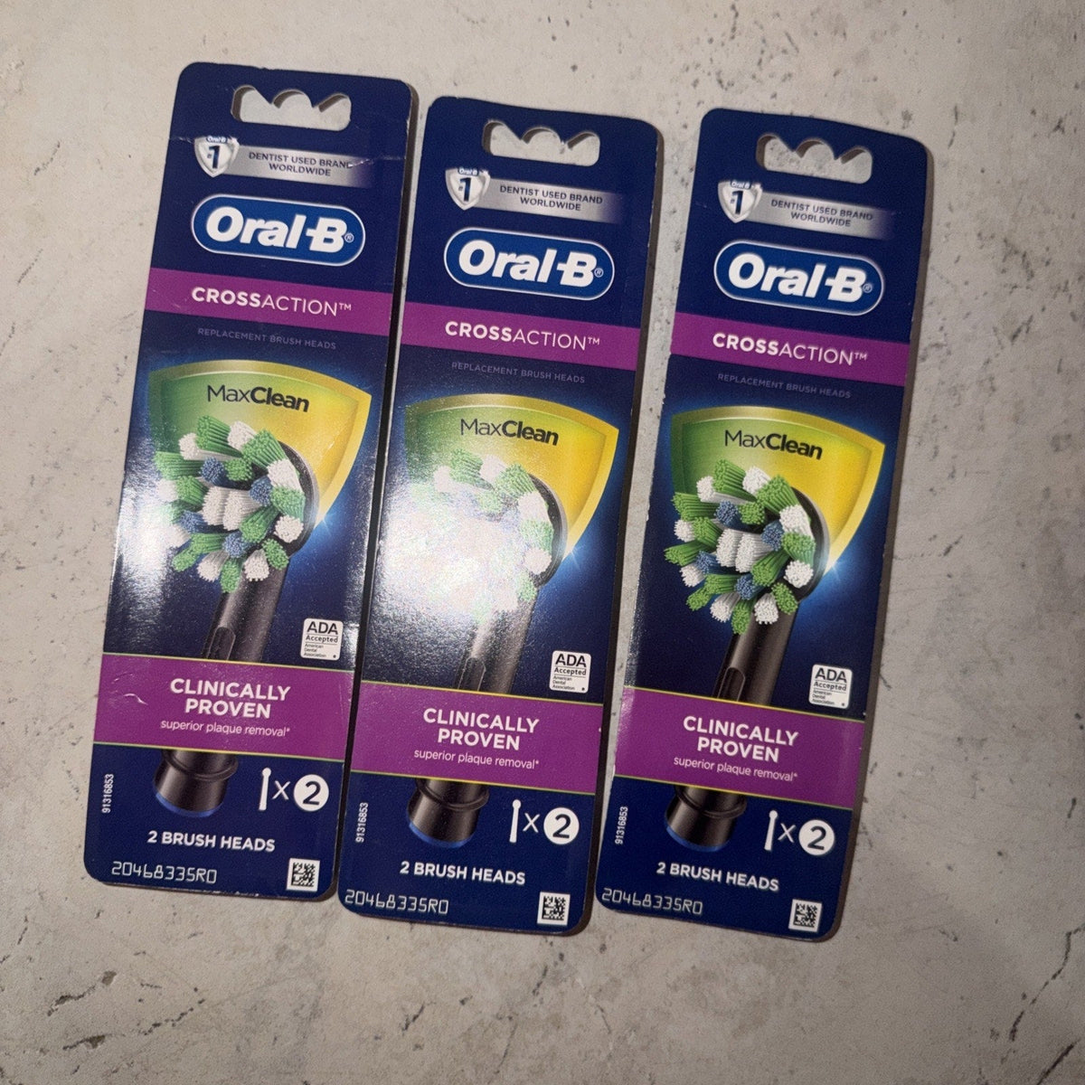 Oral-B CrossAction Toothbrush Replacement Heads, Black — 3 Packs (6 Heads Total)-Oral-B CrossAction Toothbrush Replacement Heads, Black — 3 Packs (6 Heads Total)