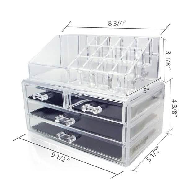 2-Pack: Acrylic Makeup Organizer Cosmetic Jewelry Display Box-2-Pack: Acrylic Makeup Organizer Cosmetic Jewelry Display Box