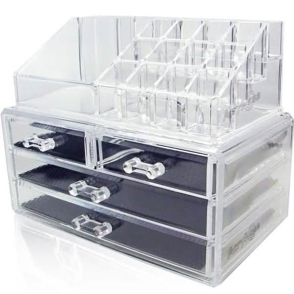 2-Pack: Acrylic Makeup Organizer Cosmetic Jewelry Display Box-2-Pack: Acrylic Makeup Organizer Cosmetic Jewelry Display Box