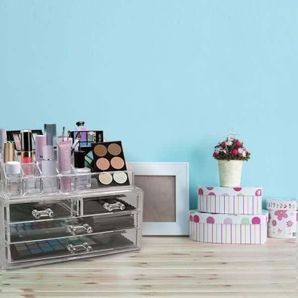 2-Pack: Acrylic Makeup Organizer Cosmetic Jewelry Display Box-2-Pack: Acrylic Makeup Organizer Cosmetic Jewelry Display Box